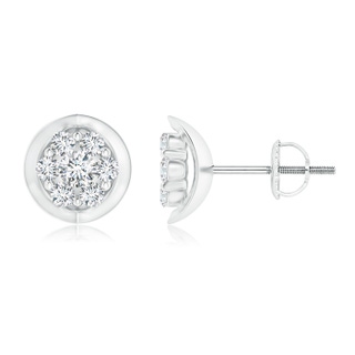 2.4mm GVS2 Round Clustre Diamond Cradle Stud Earrings in P950 Platinum