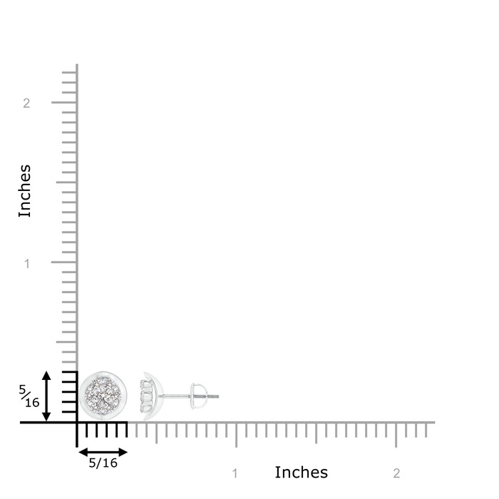 2.4mm IJI1I2 Round Cluster Diamond Cradle Stud Earrings in White Gold product image