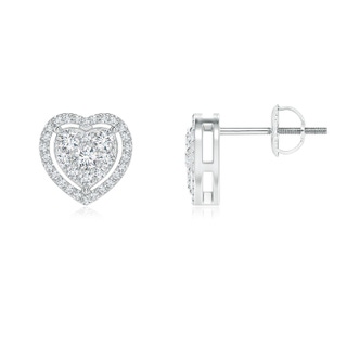 2.4mm GVS2 Clustre Diamond Heart Halo Stud Earrings in P950 Platinum