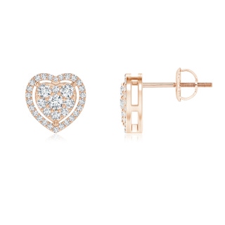2.4mm GVS2 Clustre Diamond Heart Halo Stud Earrings in Rose Gold