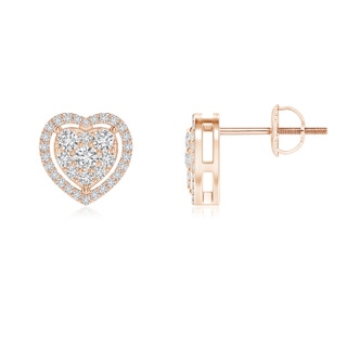 2.4mm HSI2 Clustre Diamond Heart Halo Stud Earrings in Rose Gold