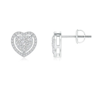 2.4mm HSI2 Cluster Diamond Heart Halo Stud Earrings in White Gold