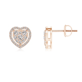 2.4mm IJI1I2 Clustre Diamond Heart Halo Stud Earrings in Rose Gold