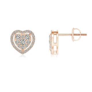 2.4mm KI3 Clustre Diamond Heart Halo Stud Earrings in Rose Gold