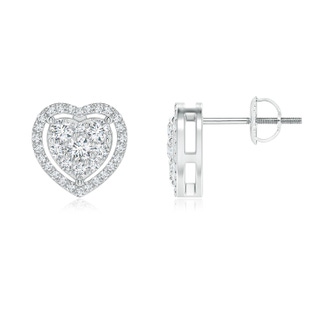 2.6mm GVS2 Clustre Diamond Heart Halo Stud Earrings in P950 Platinum