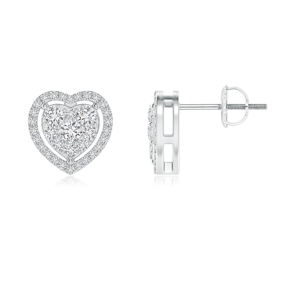 2.6mm HSI2 Clustre Diamond Heart Halo Stud Earrings in White Gold 