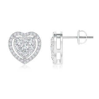 2.8mm GVS2 Clustre Diamond Heart Halo Stud Earrings in P950 Platinum