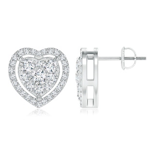 3.4mm GVS2 Clustre Diamond Heart Halo Stud Earrings in P950 Platinum