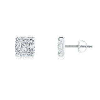1.5mm GVS2 Square Composite Diamond Halo Stud Earrings in White Gold