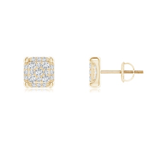 1.5mm GVS2 Square Composite Diamond Halo Stud Earrings in Yellow Gold