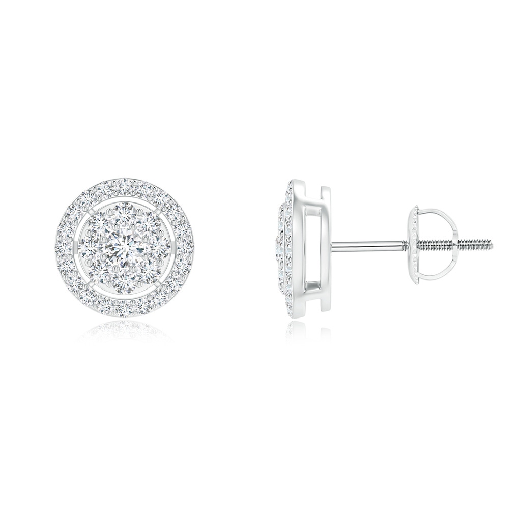 2.2mm GVS2 Floating Round Clustre Diamond Halo Stud Earrings in P950 Platinum