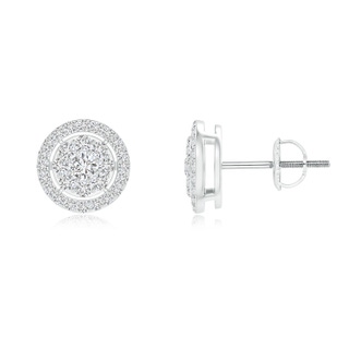 2.2mm HSI2 Floating Round Clustre Diamond Halo Stud Earrings in White Gold