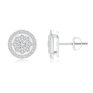 2.6mm HSI2 Floating Round Cluster Diamond Halo Stud Earrings in White Gold