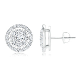 3mm GVS2 Floating Round Clustre Diamond Halo Stud Earrings in P950 Platinum