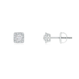 2.2mm GVS2 V-Prong Set Princess-Cut Diamond Halo Stud Earrings in White Gold