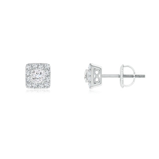 2.6mm GVS2 V-Prong Set Princess-Cut Diamond Halo Stud Earrings in White Gold