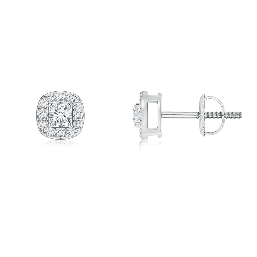 2.6mm GVS2 Round Diamond Cushion Halo Stud Earrings in P950 Platinum