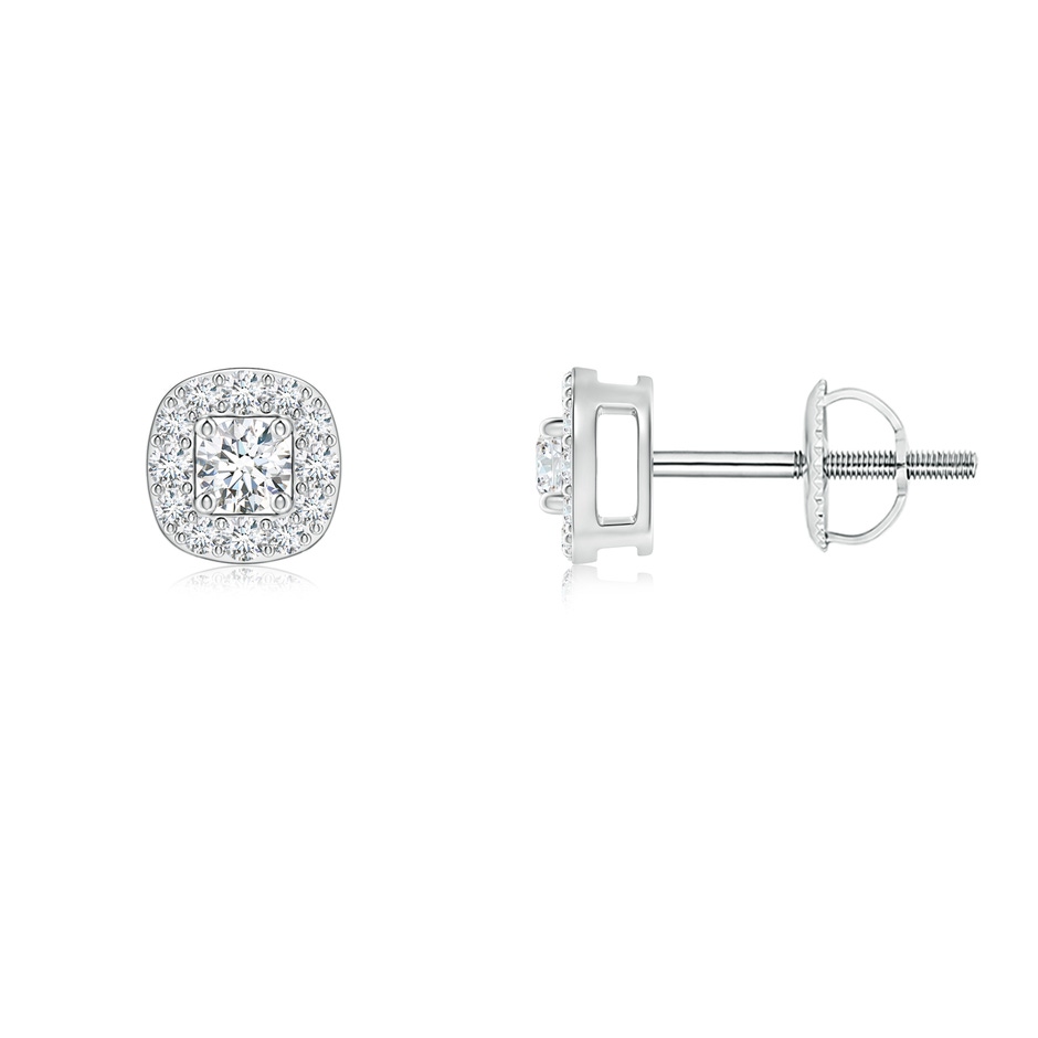 2.6mm GVS2 Round Diamond Cushion Halo Stud Earrings in White Gold 