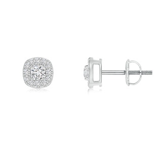2.6mm HSI2 Round Diamond Cushion Halo Stud Earrings in White Gold