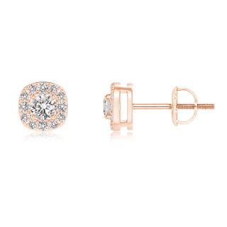 2.6mm IJI1I2 Round Diamond Cushion Halo Stud Earrings in 9K Rose Gold