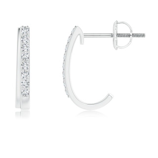 1.1mm GVS2 Diamond Studded Layered J-Hoop Earrings in P950 Platinum