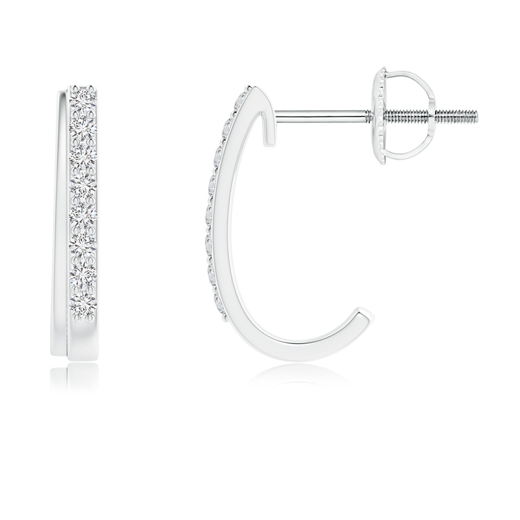 1.1mm HSI2 Diamond Studded Layered J-Hoop Earrings in White Gold