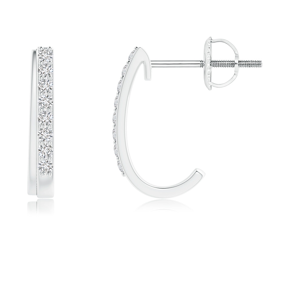 1.1mm HSI2 Diamond Studded Layered J-Hoop Earrings in White Gold 