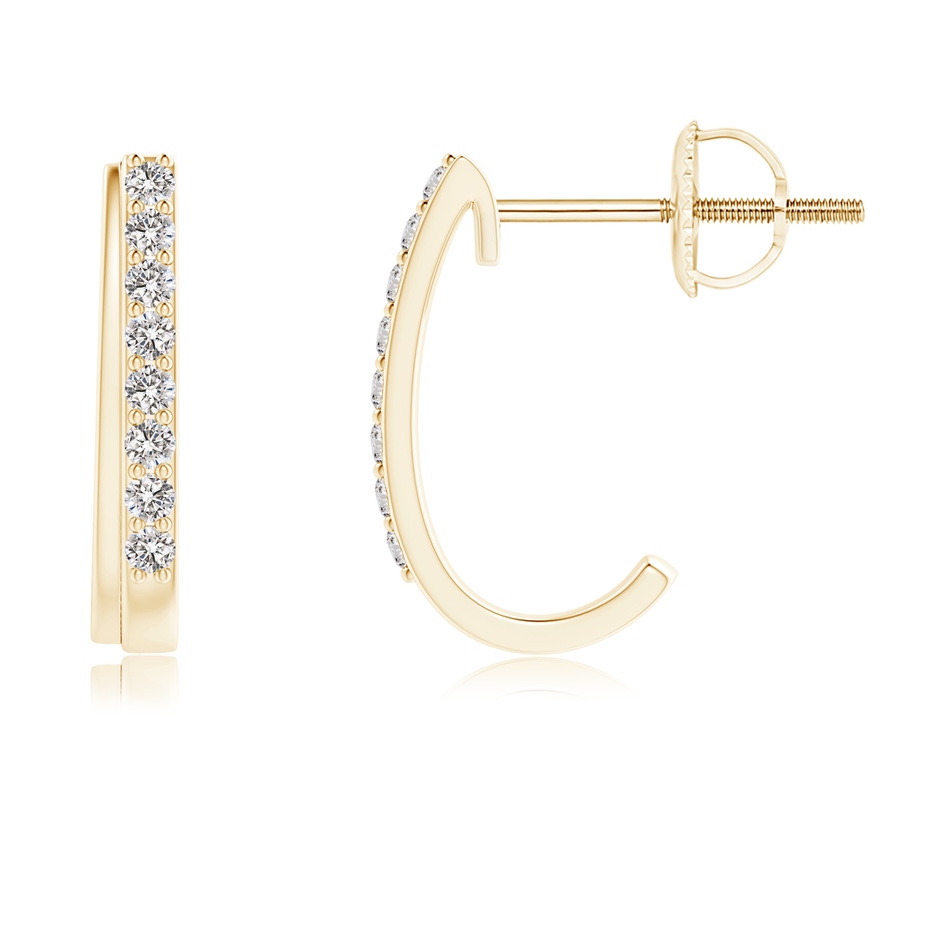 1.1mm IJI1I2 Diamond Studded Layered J-Hoop Earrings in Yellow Gold 