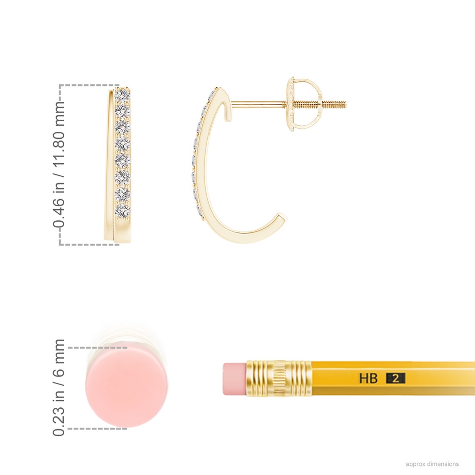 1.1mm IJI1I2 Diamond Studded Layered J-Hoop Earrings in Yellow Gold ruler