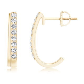 1.4mm GVS2 Diamond Studded Layered J-Hoop Earrings in Yellow Gold