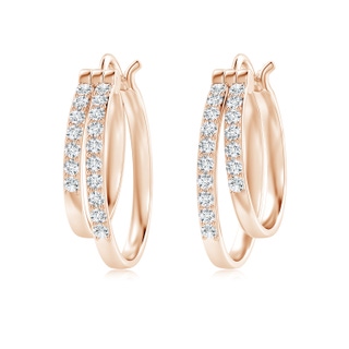 1.5mm GVS2 Classic Diamond Studded Double Hoop Earrings in Rose Gold