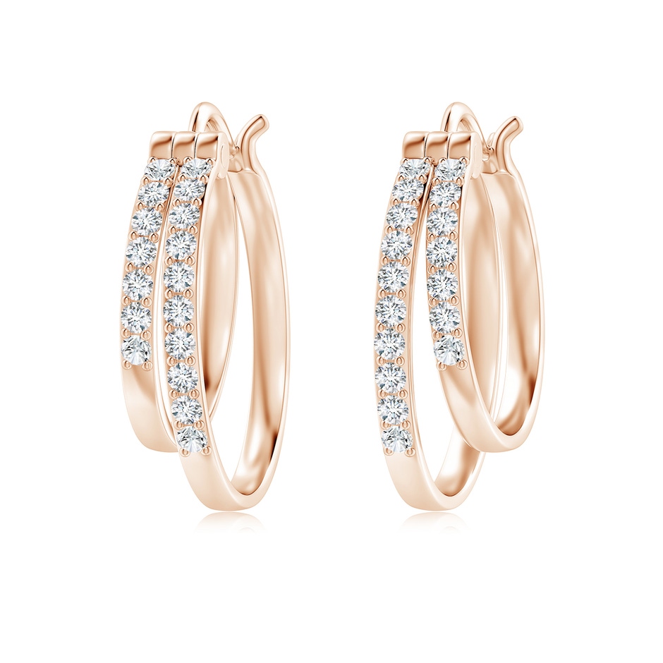 1.5mm GVS2 Classic Diamond Studded Double Hoop Earrings in Rose Gold 