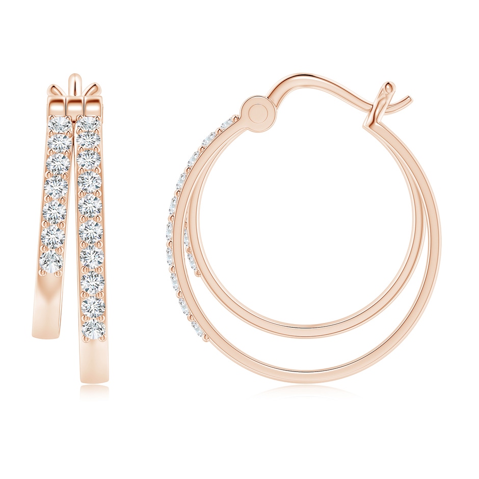 1.5mm GVS2 Classic Diamond Studded Double Hoop Earrings in Rose Gold side 199