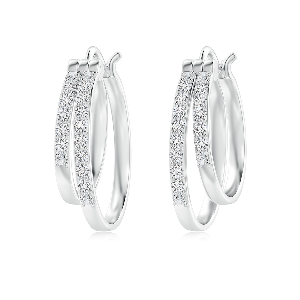 1.5mm HSI2 Classic Diamond Studded Double Hoop Earrings in White Gold