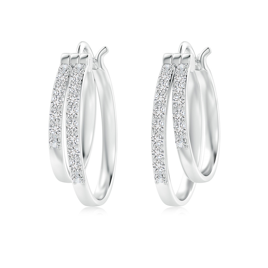 1.5mm HSI2 Classic Diamond Studded Double Hoop Earrings in White Gold 