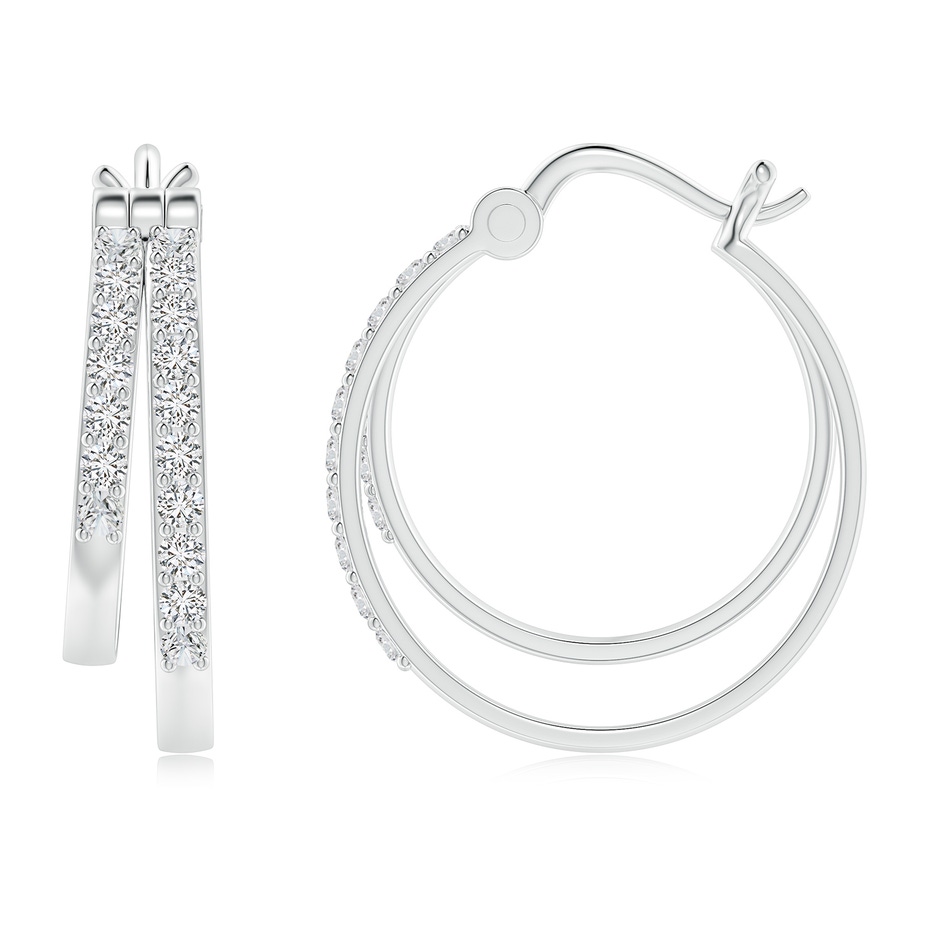 1.5mm HSI2 Classic Diamond Studded Double Hoop Earrings in White Gold side 199