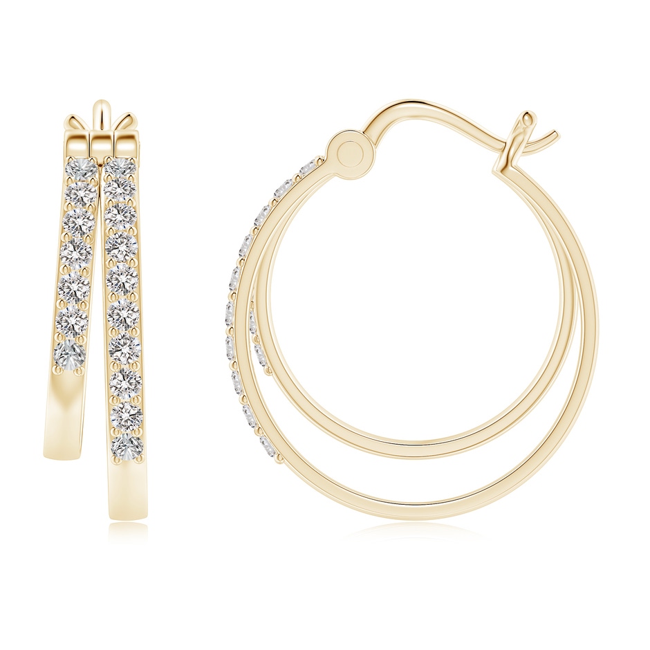 1.5mm IJI1I2 Classic Diamond Studded Double Hoop Earrings in Yellow Gold side 199