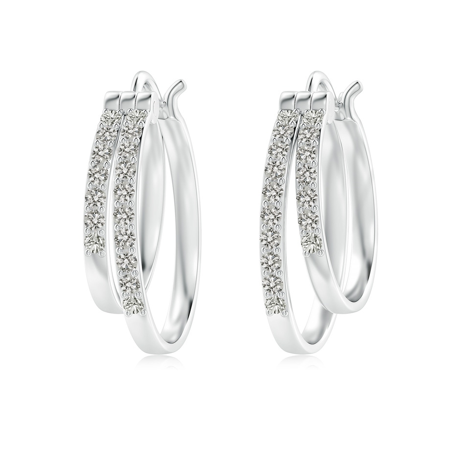 1.5mm KI3 Classic Diamond Studded Double Hoop Earrings in P950 Platinum 