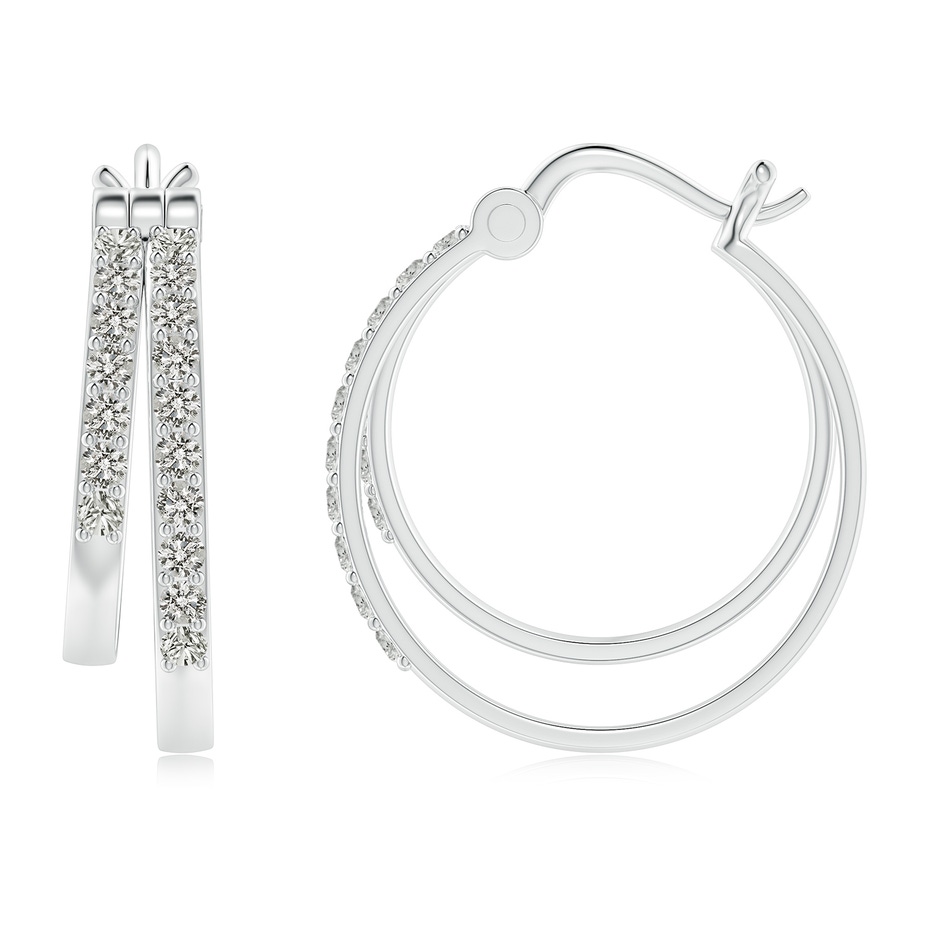 1.5mm KI3 Classic Diamond Studded Double Hoop Earrings in P950 Platinum side 199