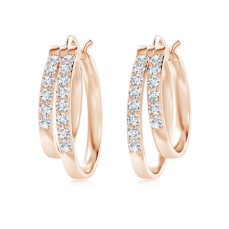 1.85mm GVS2 Classic Diamond Studded Double Hoop Earrings in Rose Gold 
