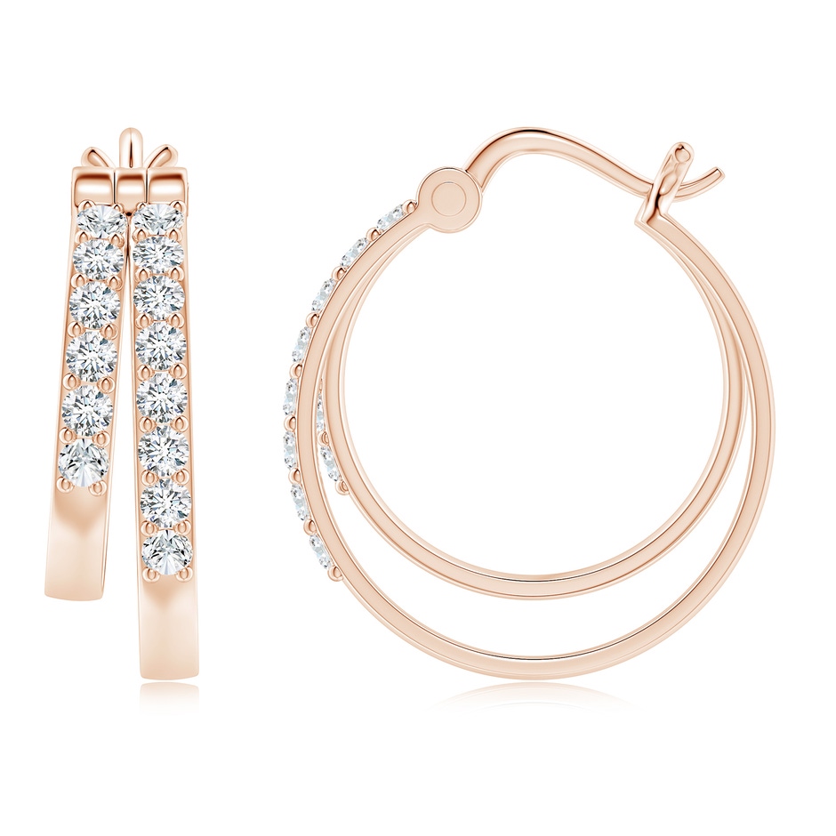 1.85mm GVS2 Classic Diamond Studded Double Hoop Earrings in Rose Gold side 199