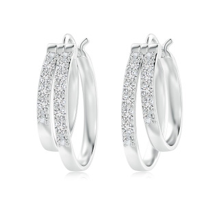 1.85mm HSI2 Classic Diamond Studded Double Hoop Earrings in White Gold