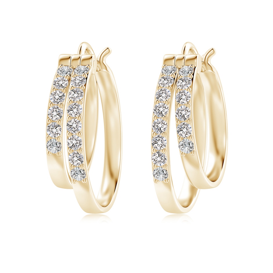 1.85mm IJI1I2 Classic Diamond Studded Double Hoop Earrings in 18K Yellow Gold 