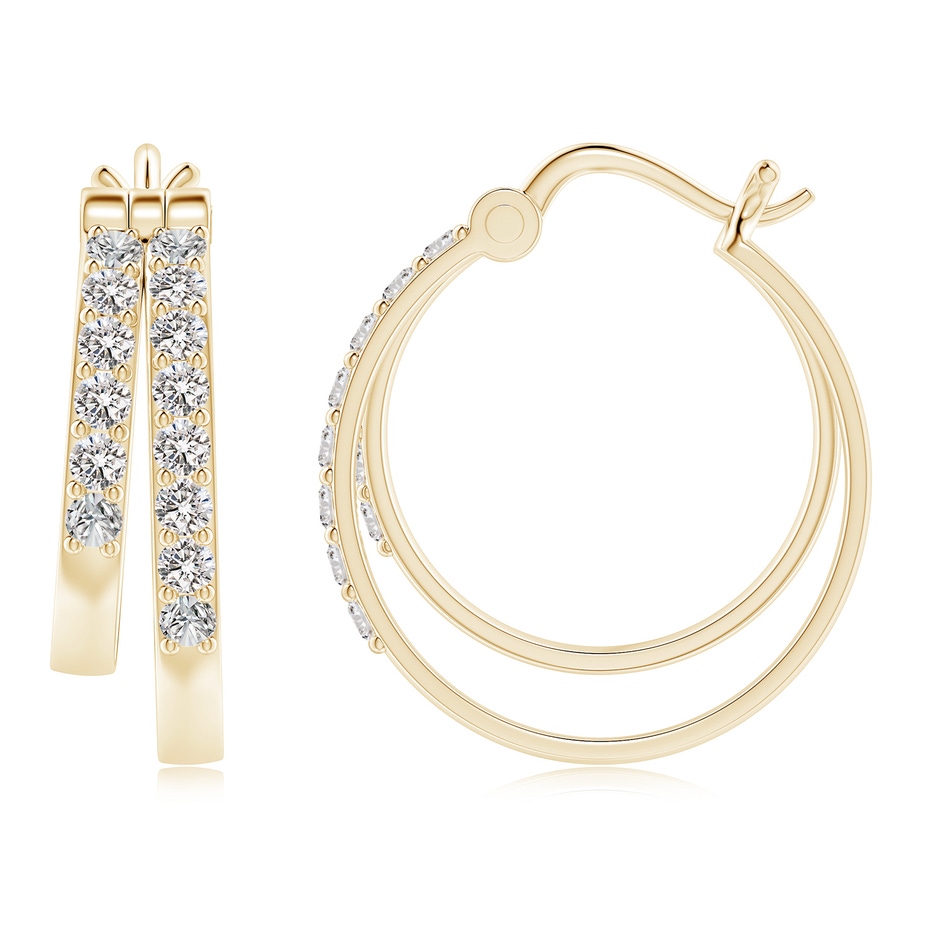 1.85mm IJI1I2 Classic Diamond Studded Double Hoop Earrings in 18K Yellow Gold side 199