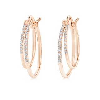 1mm GVS2 Classic Diamond Studded Double Hoop Earrings in 10K Rose Gold