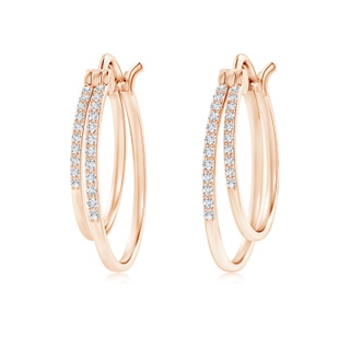 1mm GVS2 Classic Diamond Studded Double Hoop Earrings in 9K Rose Gold