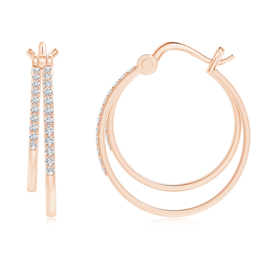 1mm GVS2 Classic Diamond Studded Double Hoop Earrings in 9K Rose Gold side 199
