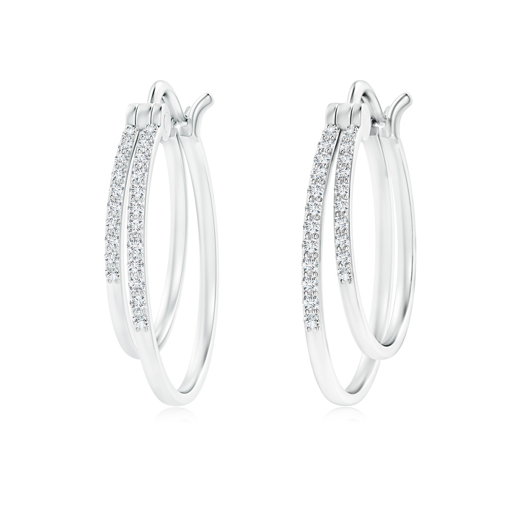 1mm GVS2 Classic Diamond Studded Double Hoop Earrings in P950 Platinum