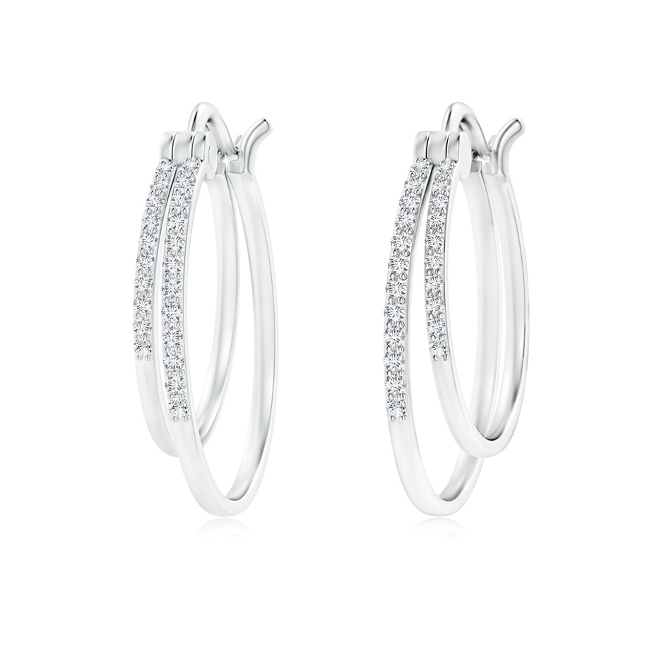 1mm GVS2 Classic Diamond Studded Double Hoop Earrings in P950 Platinum 