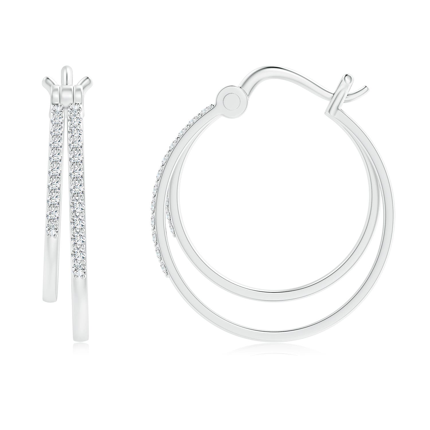 1mm GVS2 Classic Diamond Studded Double Hoop Earrings in P950 Platinum